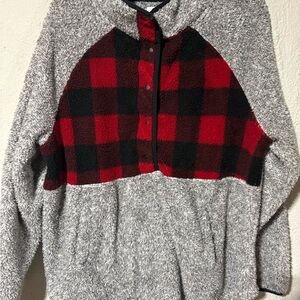 Maurices Red and Gray Plaid Women's Sweater